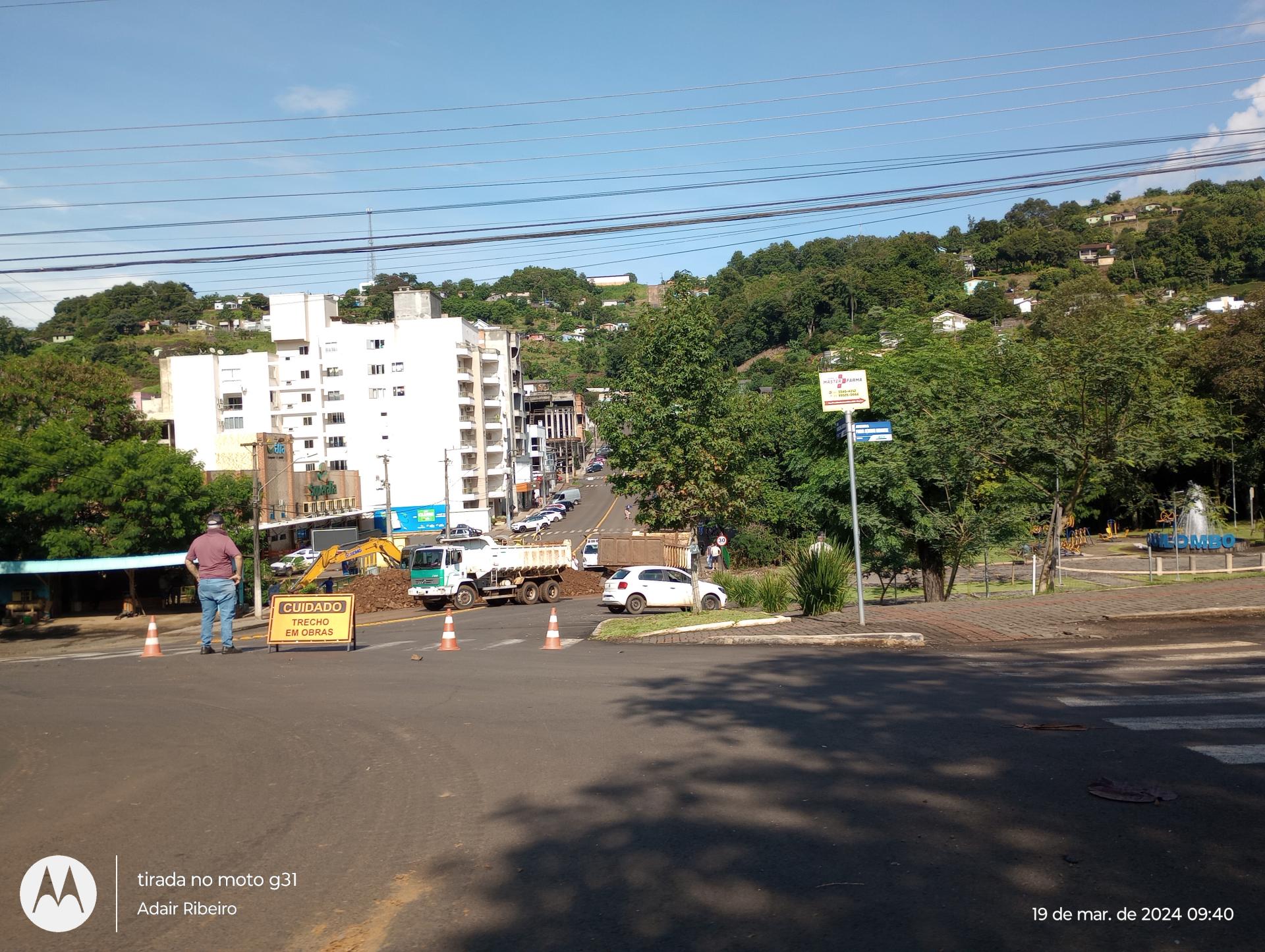 Atenção Motorista!!! Rua Marechal Deodoro interditada em Quilombo/SC