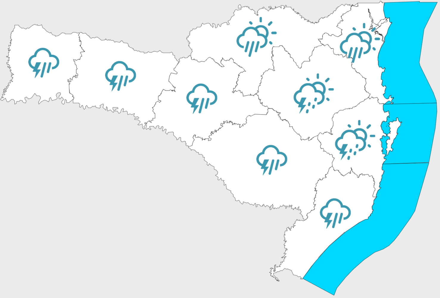 Previsão para os próximos 5 dias (02/05) em Santa Catarina