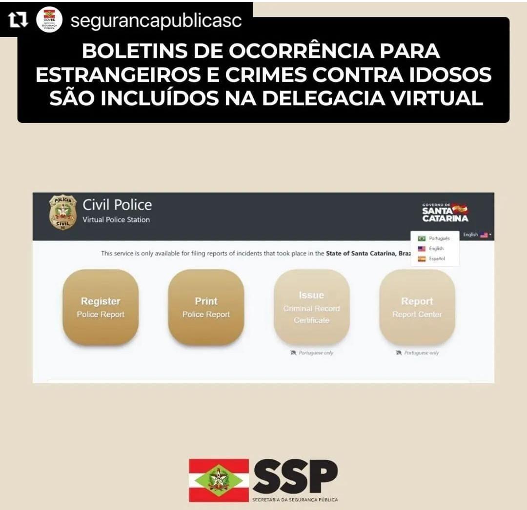 Boletins de Ocorrências para Estrangeiros e Crimes Contra Idosos são Incluídos na Delegacia Virtual