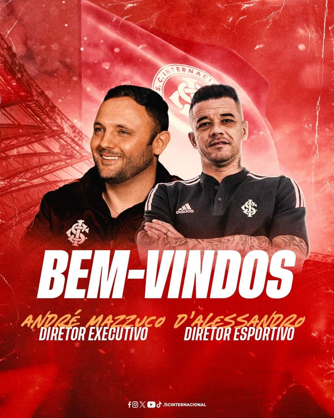 ANDRÉS D´ALESSANDRO É O NOVO DIRETOR ESPORTIVO DO INTER E JUNTO CHEGOU ANDRÉ MAZZUCO COMO DIRETOR EXECUTIVO