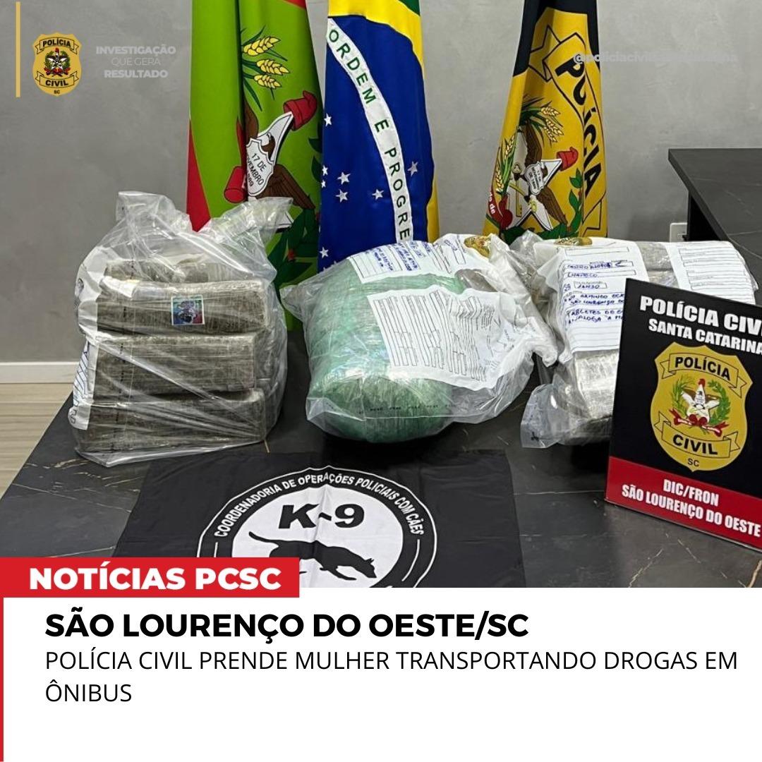 Polícia Civil prende mulher transportando drogas em ônibus em São Lourenço do Oeste