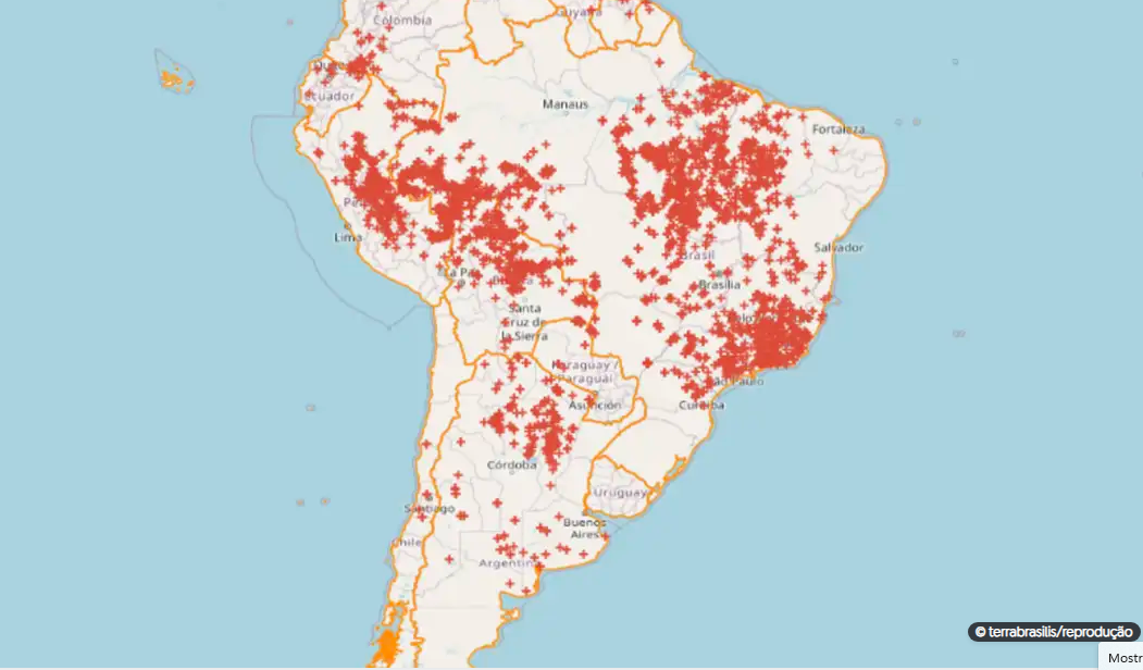 Brasil concentra 71,9% das queimadas na América do Sul nas últimas 48h