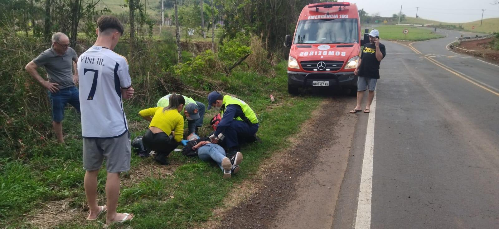 Quilombo: Queda de motocicleta próxima na SC-157 trevo do acesso norte a cidade