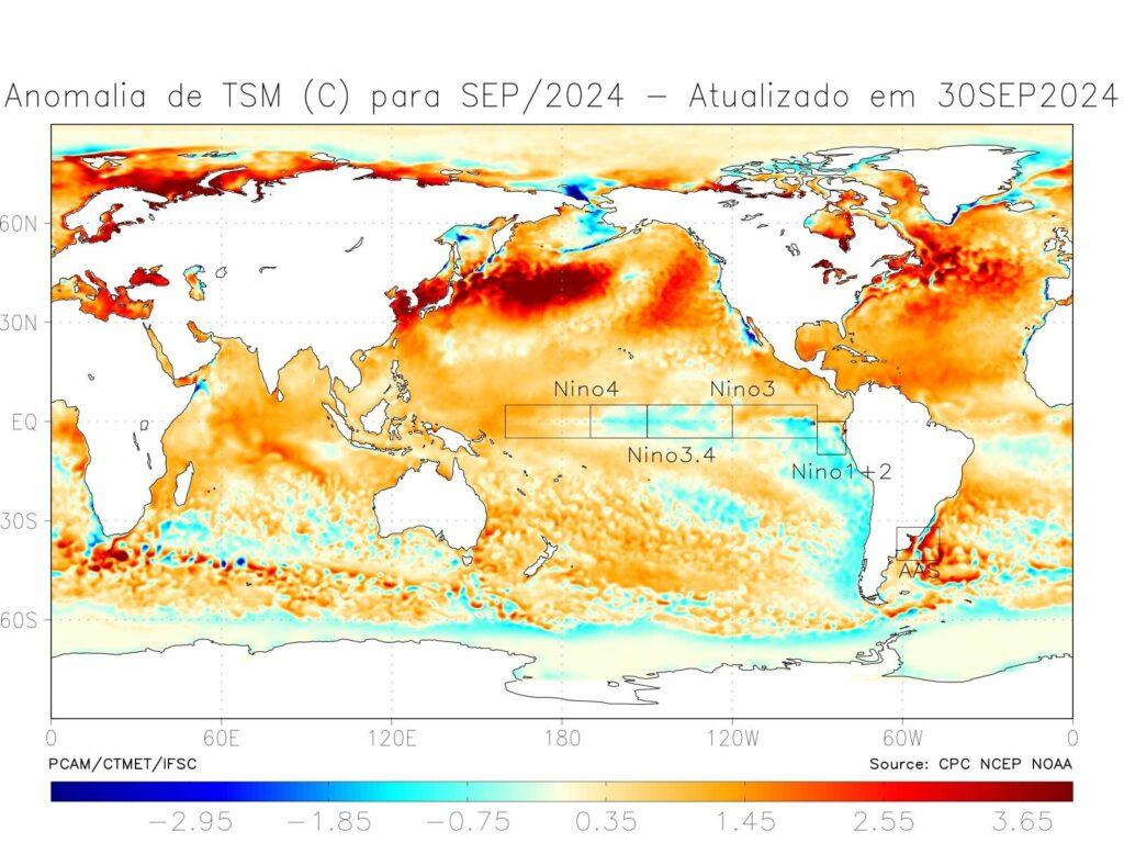 Chuva na média e temperatura acima da média climatológica em SC