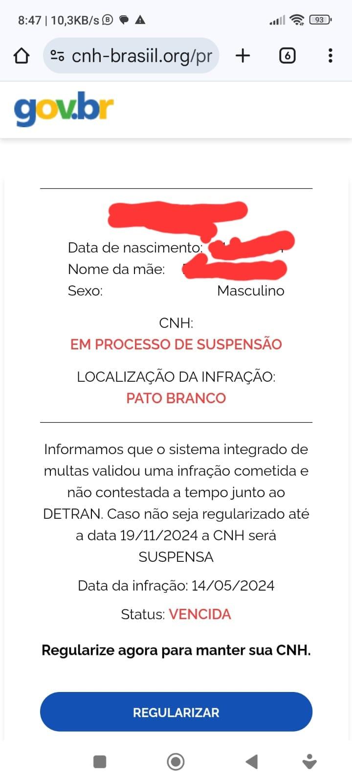 ALERTA DE GOLPE DE MULTAS E SUSPENSÃO DE CNH