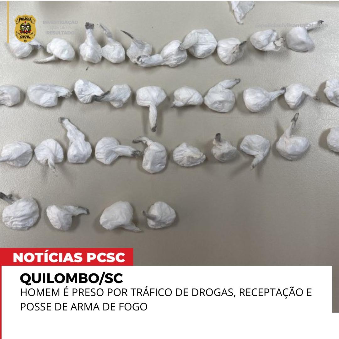 POLÍCIA CIVIL PRENDE HOMEM COM DROGAS E ARMA EM QUILOMBO/SC