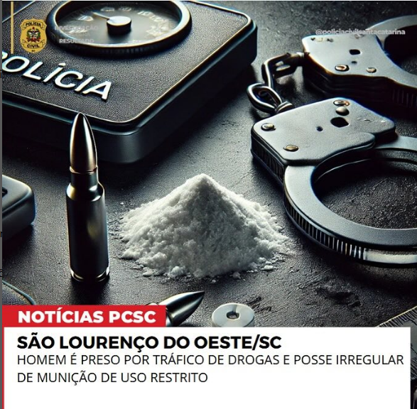 HOMEM É PRESO POR TRÁFICO DE DROGAS E POSSE IRREGULAR DE MUNIÇÃO DE USO RESTRITO